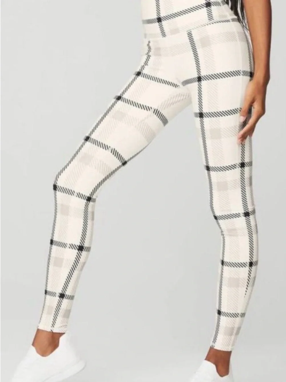 Alo High Waist Airlift Magnified Plaid Legging Ivory Black Tartan Leggings Small
